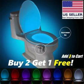 Bathroom Toilet Night LED 8 Color Lamp Sensor Lights Motion Activated Light