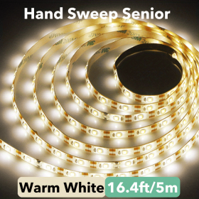 LED Backlight - 1pc DC 5V Lamp USB Motion TV Kitchen LED Strip Hand Sweep Waving ON OFF Sensor Light Diode Lights Double-sided Tape (Color: Warm White, size: 16.4ft/5m)