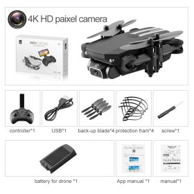 LS-MIN RC Mini Drone 4K 1080P HD Camera WiFi Fpv Air Pressure Altitude Hold One Key Take Off Helicopter Foldable Quadcopter Toy (Color: 4K Black Box, Ships From: China)