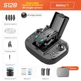 S128 Mini Drone 4K HD Camera Three-sided Obstacle Avoidance Air Pressure Fixed Height Professional Foldable Quadcopter Toys (Color: Black 4K Bag 2B, Ships From: China)