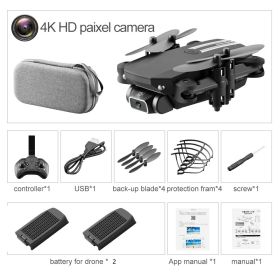 LS-MIN RC Mini Drone 4K 1080P HD Camera WiFi Fpv Air Pressure Altitude Hold One Key Take Off Helicopter Foldable Quadcopter Toy (Color: 4K Black Bag 2B, Ships From: China)