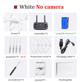 H12 RC Drone FPV Quadcopter UAV with ESC Camera 4K Profesional Wide-Angle Aerial Photography Long Life Remote Control Helicopter (Color: No camera White)