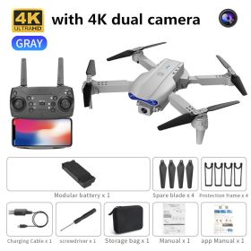 new K3 drone 4K HD dual camera foldable height keeps drone WiFi FPV 1080p real-time transmission RC Quadcopter toy PK sg906 pro (Color: grey dual camera, Ships From: China)