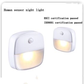 LED Night Light EU Plug In Smart Motion Sensor Light 220V Wall Lamp for Home Aisle WC Hallway Stair Kitchen Bedroom Night Lamp (Emitting Color: Warm light)