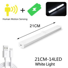 21cm/30cm USB rechargeable LED Night Light PIR Motion Sensor Closet Kitchen Cabinet Corridor Stair Lights Wireless Night Lamp (Emitting Color: Brown)